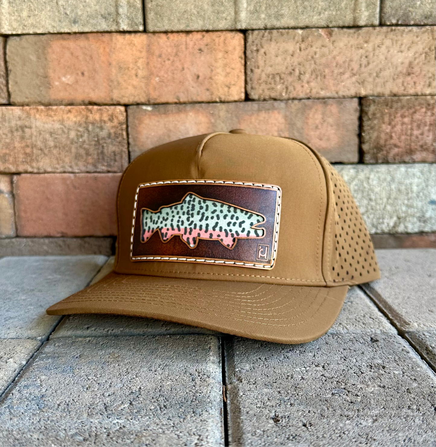 Rainbow Trout Leather Patch Hat