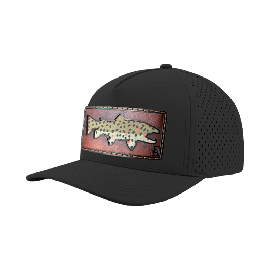 Brown Trout Leather Patch Hat
