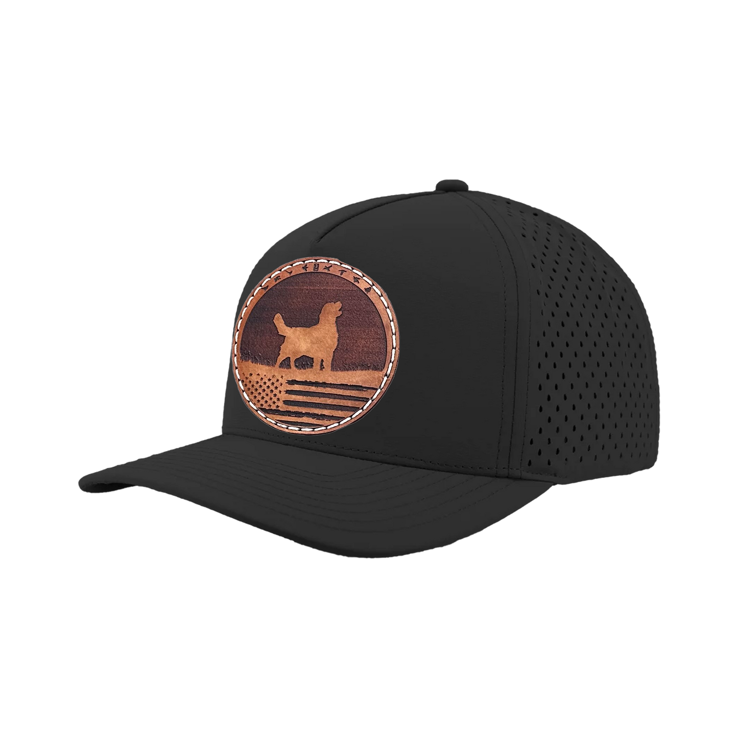 Bird Dog American Flag Leather Patch Hat