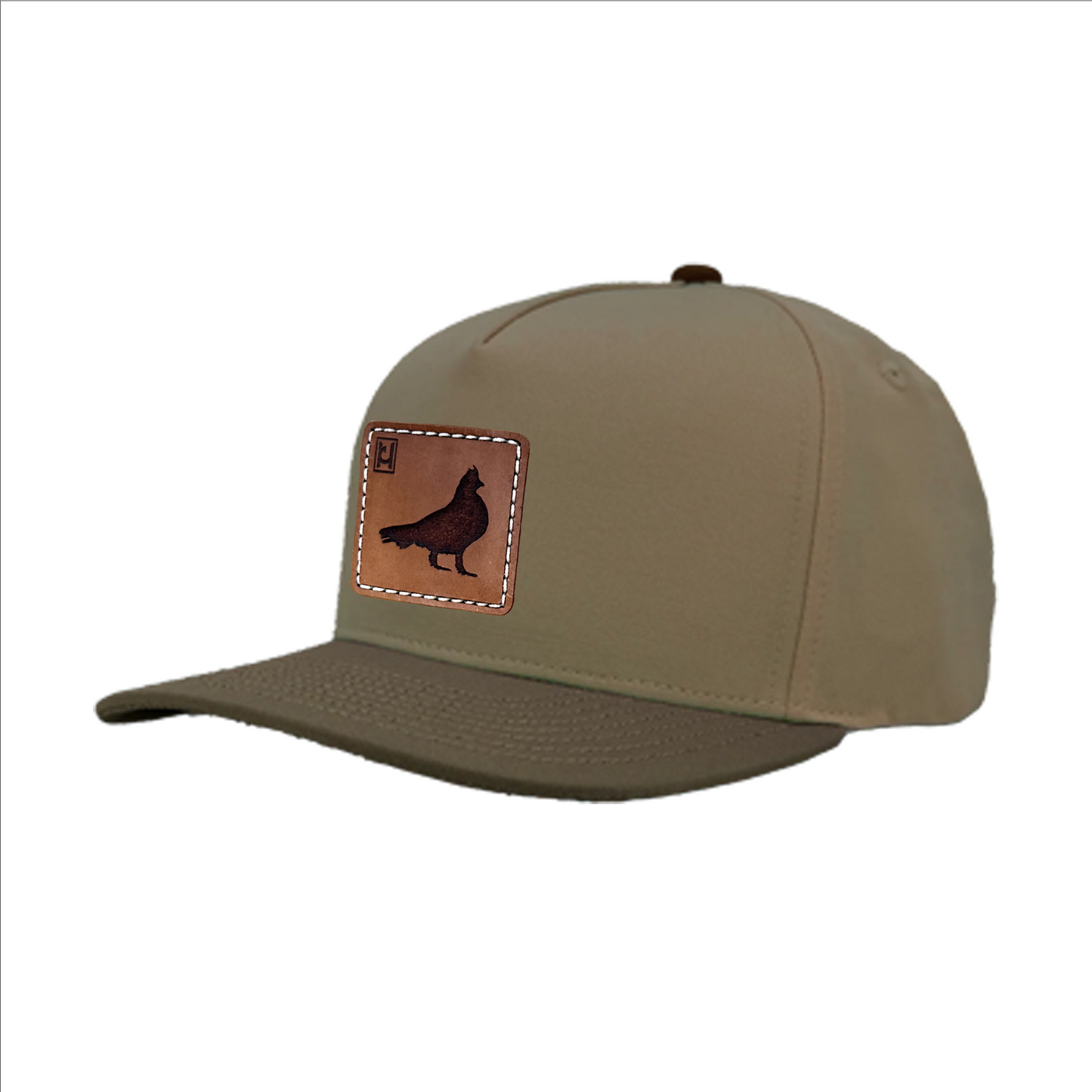 Roughed Grouse leather patch snapback hat