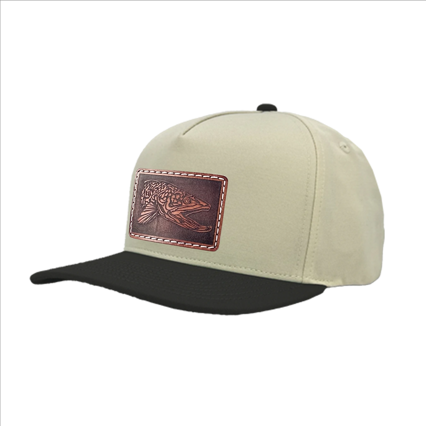 HD Tiger Trout illustration leather patch hat