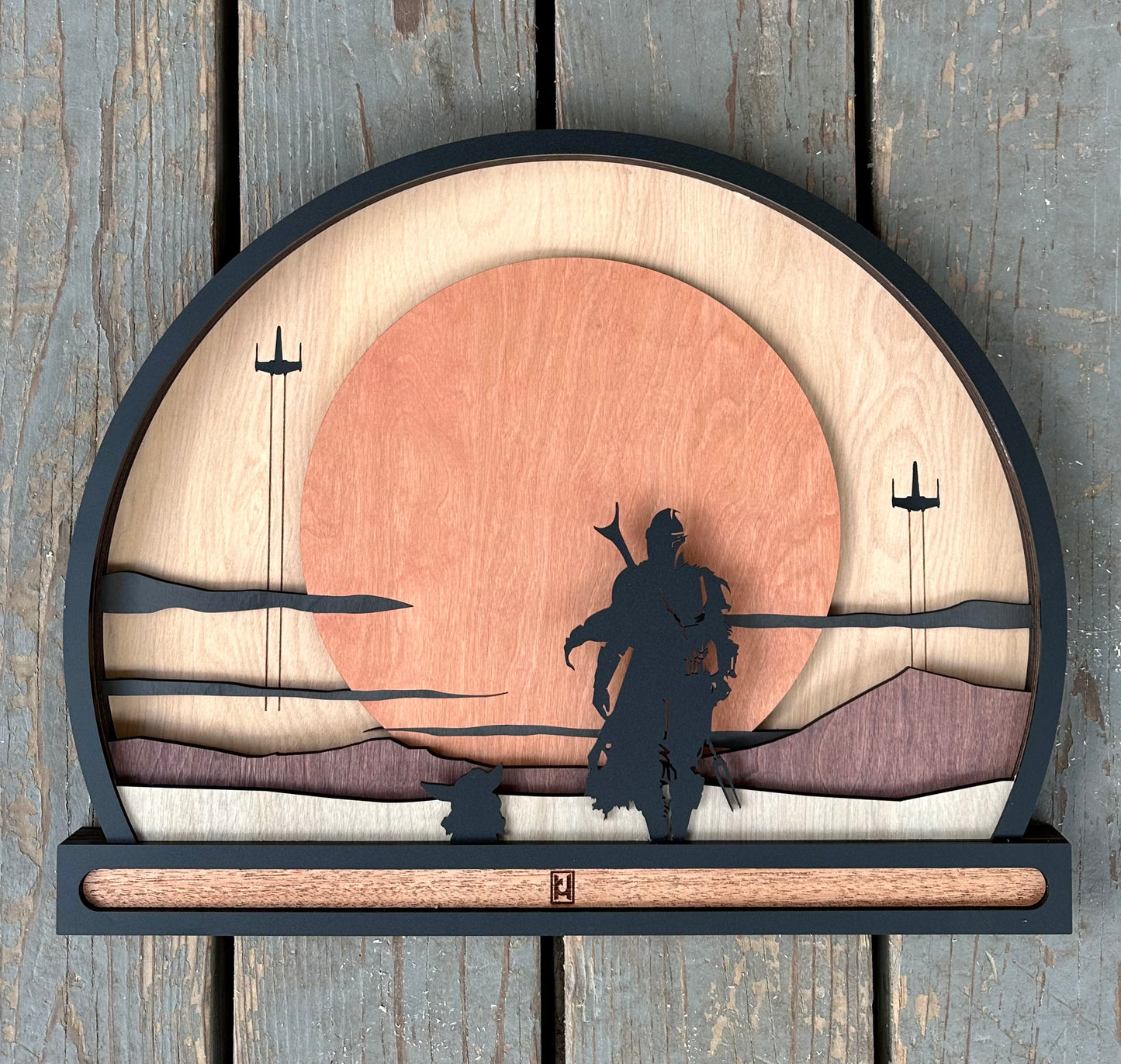 Mandalorian wood sign